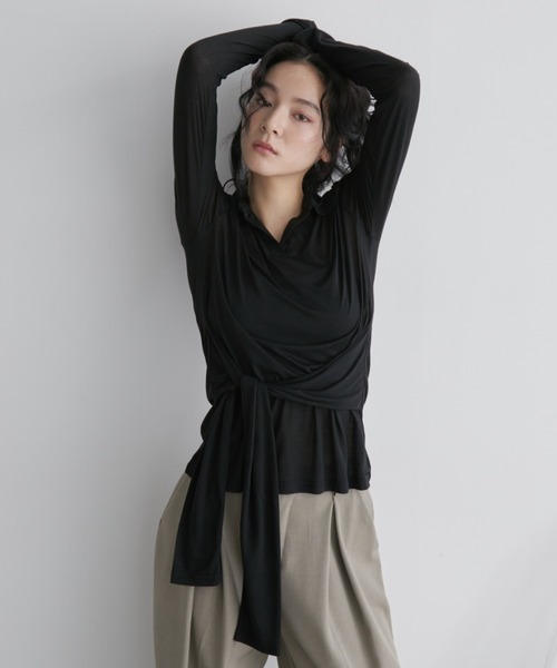 Aunt Marie's(アントマリーズ)の「ウエストリボンスキッパートップス(Tシャツ/カットソー・レディース・ブルー/チャコールグレー/ブラック・FREE)」の10枚目の写真