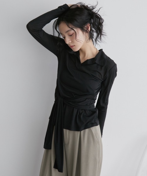 Aunt Marie's(アントマリーズ)の「ウエストリボンスキッパートップス(Tシャツ/カットソー・レディース・ブルー/チャコールグレー/ブラック・FREE)」の9枚目の写真