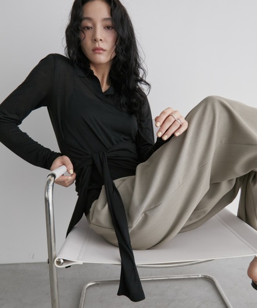 Aunt Marie's(アントマリーズ)の「ウエストリボンスキッパートップス(Tシャツ/カットソー・レディース・ブルー/チャコールグレー/ブラック・FREE)」の12枚目の写真