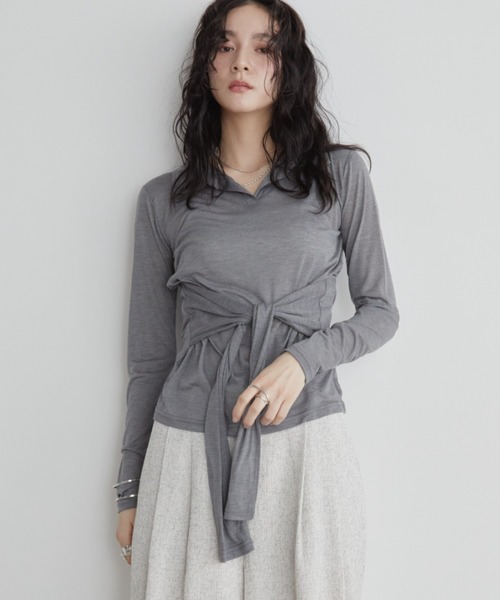 Aunt Marie's(アントマリーズ)の「ウエストリボンスキッパートップス(Tシャツ/カットソー・レディース・ブルー/チャコールグレー/ブラック・FREE)」の15枚目の写真