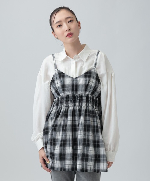 LEPSIM（レプシィム）の「ワッシャーチェックキャミ　650694（キャミソール・レディース・ブルー/ブラック/ベージュ・FREE）」の8枚目の写真