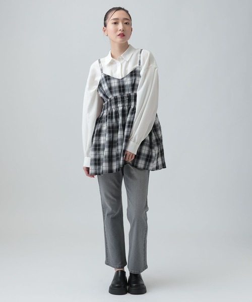 LEPSIM（レプシィム）の「ワッシャーチェックキャミ　650694（キャミソール・レディース・ブルー/ブラック/ベージュ・FREE）」の11枚目の写真