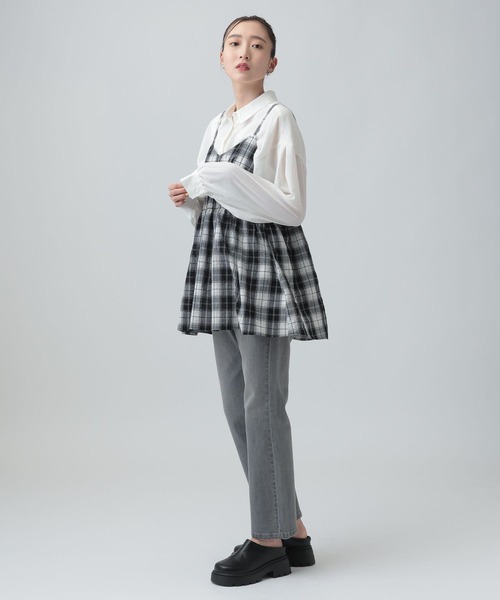 LEPSIM（レプシィム）の「ワッシャーチェックキャミ　650694（キャミソール・レディース・ブルー/ブラック/ベージュ・FREE）」の12枚目の写真