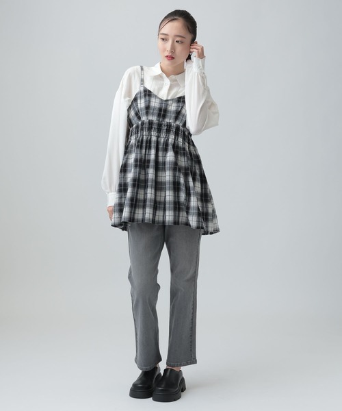 LEPSIM（レプシィム）の「ワッシャーチェックキャミ　650694（キャミソール・レディース・ブルー/ブラック/ベージュ・FREE）」の13枚目の写真