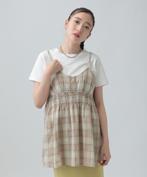 LEPSIM（レプシィム）の「ワッシャーチェックキャミ　650694（キャミソール・レディース・ブルー/ブラック/ベージュ・FREE）」の15枚目の写真