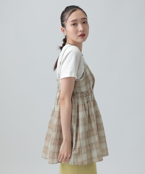 LEPSIM（レプシィム）の「ワッシャーチェックキャミ　650694（キャミソール・レディース・ブルー/ブラック/ベージュ・FREE）」の16枚目の写真