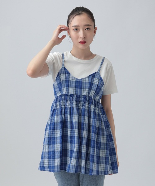 LEPSIM（レプシィム）の「ワッシャーチェックキャミ　650694（キャミソール・レディース・ブルー/ブラック/ベージュ・FREE）」の20枚目の写真