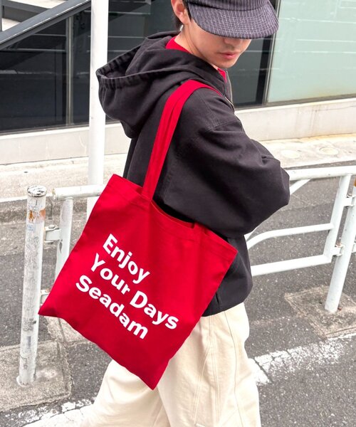 SEADAM（シーダム）の「【WEB限定】【SEADAM】メッセージプリントトートバッグ（トートバッグ・レディース・ピンク/グリーン/ライトグレー/オレンジ/イエロー/パープル/ブルー系その他/ブルー/ブラック/バーガンディー/レッド・ONE SIZE）」の9枚目の写真