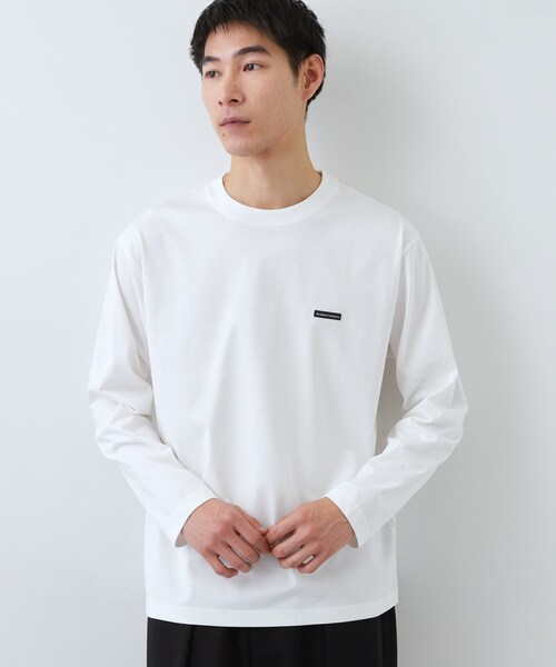 THE SHOP TK （ザ ショップ ティーケー ）の「【スタイルを選ばず着られる】ワンポイント 長袖Tシャツ 洗濯機OK/UVカット/毛玉になりにくい（Tシャツ/カットソー・メンズ・ライトグリーン/ホワイト系5/ブラック/ブルーグリーン/オフホワイト・04/02/03）」の9枚目の写真