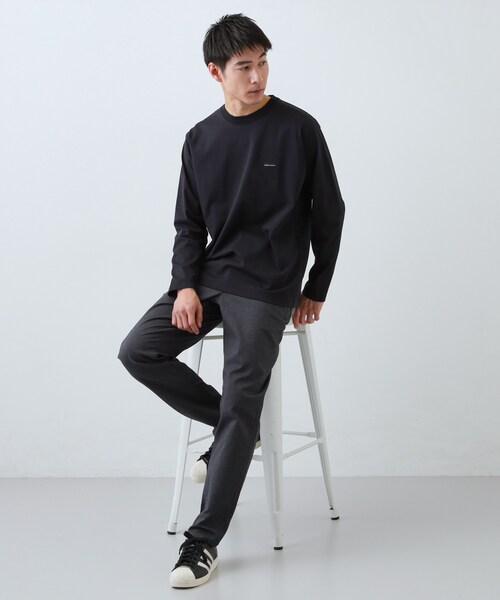 THE SHOP TK （ザ ショップ ティーケー ）の「【スタイルを選ばず着られる】ワンポイント 長袖Tシャツ 洗濯機OK/UVカット/毛玉になりにくい（Tシャツ/カットソー・メンズ・ライトグリーン/ホワイト系5/ブラック/ブルーグリーン/オフホワイト・04/02/03）」の14枚目の写真