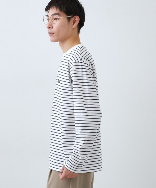 THE SHOP TK （ザ ショップ ティーケー ）の「【スタイルを選ばず着られる】ワンポイント 長袖Tシャツ 洗濯機OK/UVカット/毛玉になりにくい（Tシャツ/カットソー・メンズ・ライトグリーン/ホワイト系5/ブラック/ブルーグリーン/オフホワイト・04/02/03）」の22枚目の写真