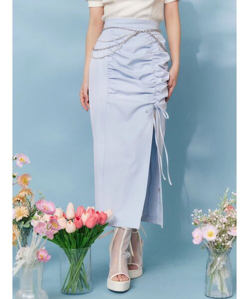 EATME（イートミー）の「シャーリングリボンタイトスカート（スカート・レディース・ブルー/グレー/ブラック・MEDIUM/SMALL）」の7枚目の写真