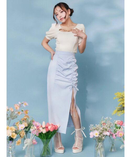 EATME（イートミー）の「シャーリングリボンタイトスカート（スカート・レディース・ブルー/グレー/ブラック・MEDIUM/SMALL）」の6枚目の写真