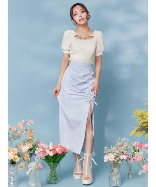 EATME（イートミー）の「シャーリングリボンタイトスカート（スカート・レディース・ブルー/グレー/ブラック・MEDIUM/SMALL）」の5枚目の写真