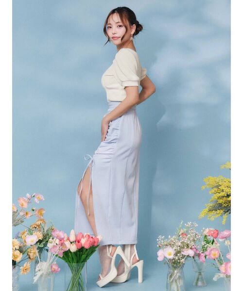 EATME（イートミー）の「シャーリングリボンタイトスカート（スカート・レディース・ブルー/グレー/ブラック・MEDIUM/SMALL）」の4枚目の写真