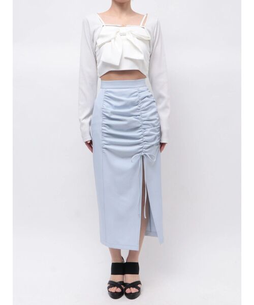 EATME（イートミー）の「シャーリングリボンタイトスカート（スカート・レディース・ブルー/グレー/ブラック・MEDIUM/SMALL）」の11枚目の写真