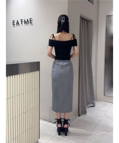 EATME(イートミー)の「シャーリングリボンタイトスカート(スカート・レディース・ブルー/グレー/ブラック・MEDIUM/SMALL)」の9枚目の写真