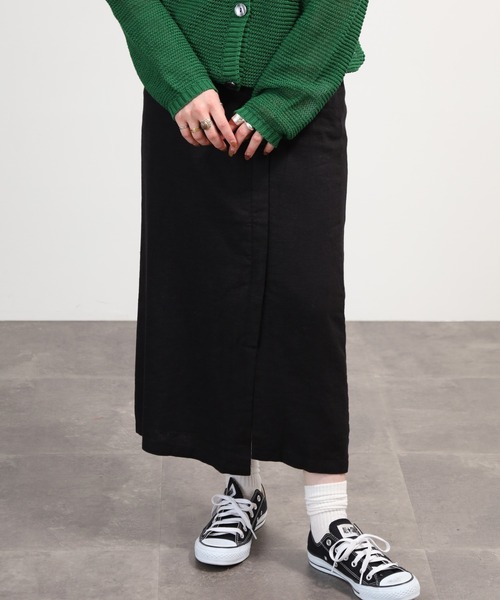 OMNES（オムネス）の「麻レーヨンロングラップスカート（スカート・レディース・ブラック系・FREE）」の16枚目の写真