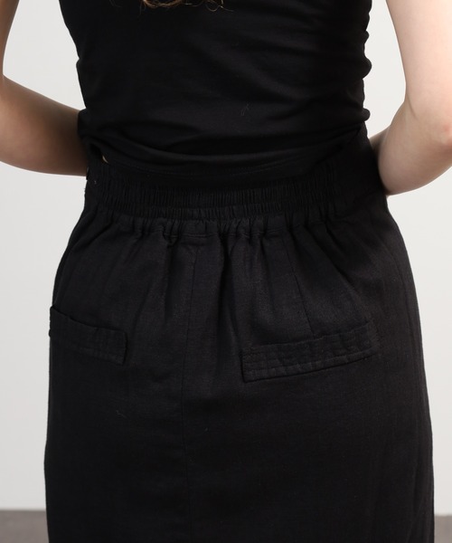 OMNES（オムネス）の「麻レーヨンロングラップスカート（スカート・レディース・ブラック系・FREE）」の7枚目の写真