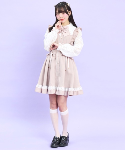 Secret Honey(シークレットハニー)の「ウエストレースアップワンピース(ワンピース・レディース・ピンク/ブラック・MEDIUM)」の3枚目の写真