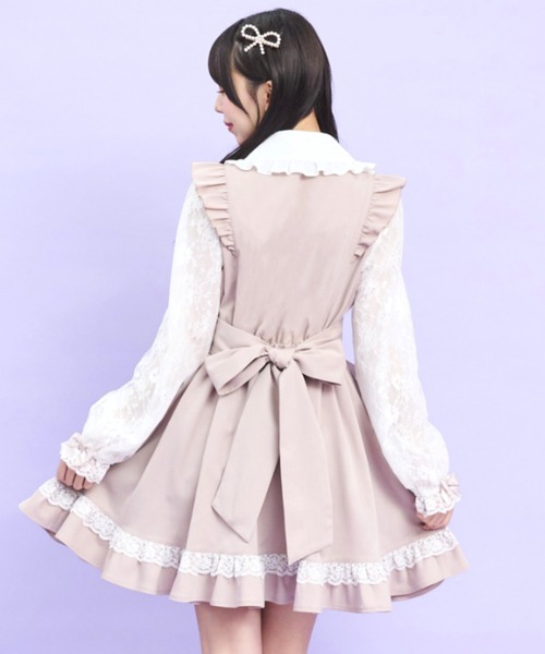 Secret Honey(シークレットハニー)の「ウエストレースアップワンピース(ワンピース・レディース・ピンク/ブラック・MEDIUM)」の4枚目の写真