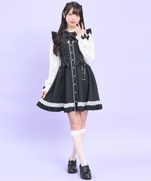 Secret Honey(シークレットハニー)の「ウエストレースアップワンピース(ワンピース・レディース・ピンク/ブラック・MEDIUM)」の5枚目の写真
