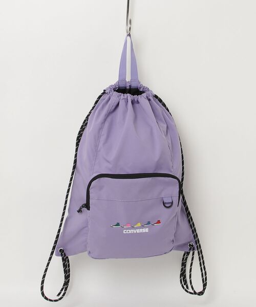 CONVERSE(コンバース)の「【CONVERSE/コンバース】SNEAKERS PRINT NAPSACK ナップサック(バックパック/リュック・レディース・オフホワイト/ライトパープル/ブラック・FREE)」の3枚目の写真