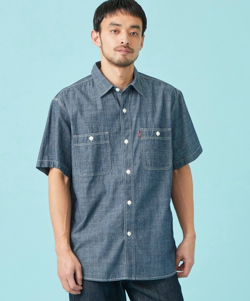 EDWIN（エドウィン）の「EDWIN エドウィン ワークシャツ デニム 半袖（シャツ/ブラウス・メンズ・インディゴブルー/ライトインディゴブルー/ホワイト・MEDIUM/X-LARGE/LARGE）」の4枚目の写真