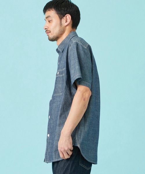 EDWIN（エドウィン）の「EDWIN エドウィン ワークシャツ デニム 半袖（シャツ/ブラウス・メンズ・インディゴブルー/ライトインディゴブルー/ホワイト・MEDIUM/X-LARGE/LARGE）」の5枚目の写真