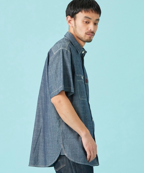 EDWIN（エドウィン）の「EDWIN エドウィン ワークシャツ デニム 半袖（シャツ/ブラウス・メンズ・インディゴブルー/ライトインディゴブルー/ホワイト・MEDIUM/X-LARGE/LARGE）」の6枚目の写真