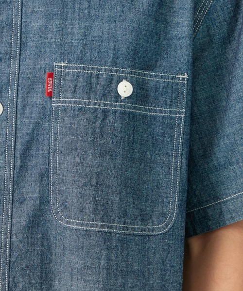 EDWIN（エドウィン）の「EDWIN エドウィン ワークシャツ デニム 半袖（シャツ/ブラウス・メンズ・インディゴブルー/ライトインディゴブルー/ホワイト・MEDIUM/X-LARGE/LARGE）」の8枚目の写真