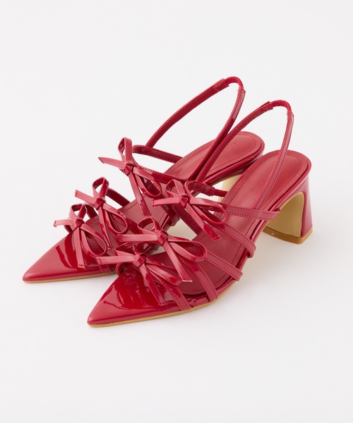 one after another NICE CLAUP(ワンアフターアナザーナイスクラップ)の「リボンミュールサンダル(サンダル・レディース・ブラック/ブラック×ホワイト/レッド・SMALL/LARGE/MEDIUM)」の3枚目の写真