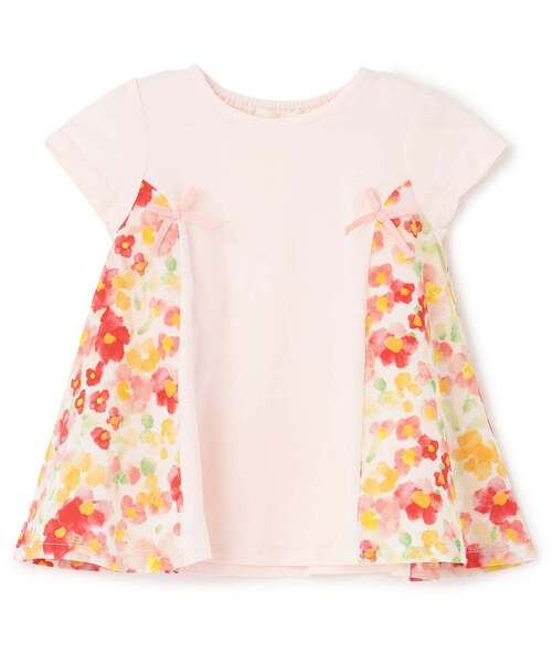 sense of wonder(センスオブワンダー)の「花柄キリカエチュニック(チュニック・キッズ・オフホワイト/ピンク・90cm/80cm/130cm/120cm/110cm/100cm)」の2枚目の写真