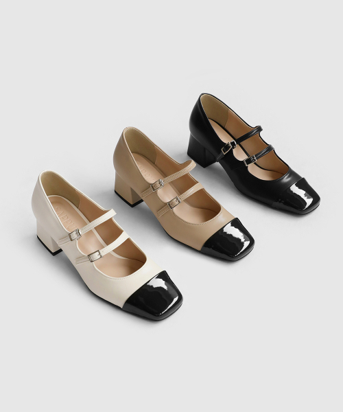 SAPPUN（サプン）の「Salvia スクエア メリージェーン パンプスヒール (5cm)（パンプス・レディース・ブラック/ベージュ/アイボリー・22.5cm/24.5cm/23cm/23.5cm/25.5cm/24cm/25cm）」の4枚目の写真