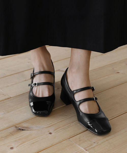 SAPPUN（サプン）の「Salvia スクエア メリージェーン パンプスヒール (5cm)（パンプス・レディース・ブラック/ベージュ/アイボリー・22.5cm/24.5cm/23cm/23.5cm/25.5cm/24cm/25cm）」の6枚目の写真