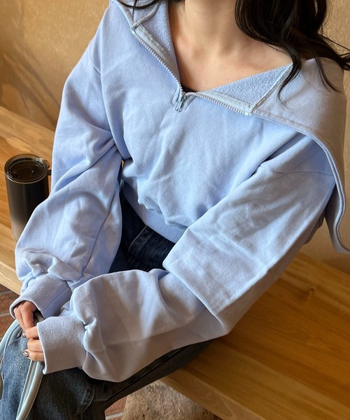 BLUE×PALANG（ブルーパラン）の「SET HALF ZIP SWEAT（スウェット・レディース・ブルー・FREE）」の8枚目の写真