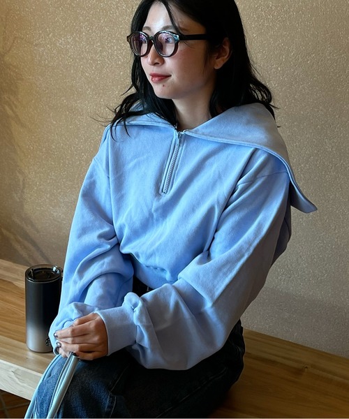 BLUE×PALANG（ブルーパラン）の「SET HALF ZIP SWEAT（スウェット・レディース・ブルー・FREE）」の6枚目の写真
