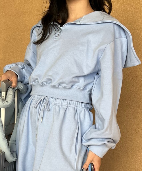BLUE×PALANG（ブルーパラン）の「SET HALF ZIP SWEAT（スウェット・レディース・ブルー・FREE）」の4枚目の写真