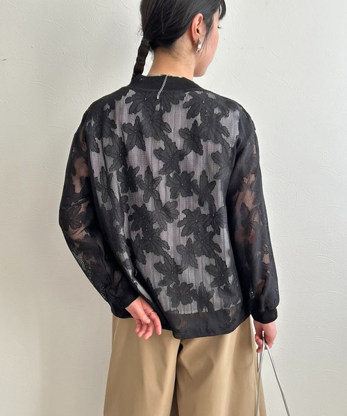 LHELBIE(レルビエ)の「メッシュレースカーディガン(Tシャツ/カットソー・レディース・ブラック/アイボリー・M)」の9枚目の写真