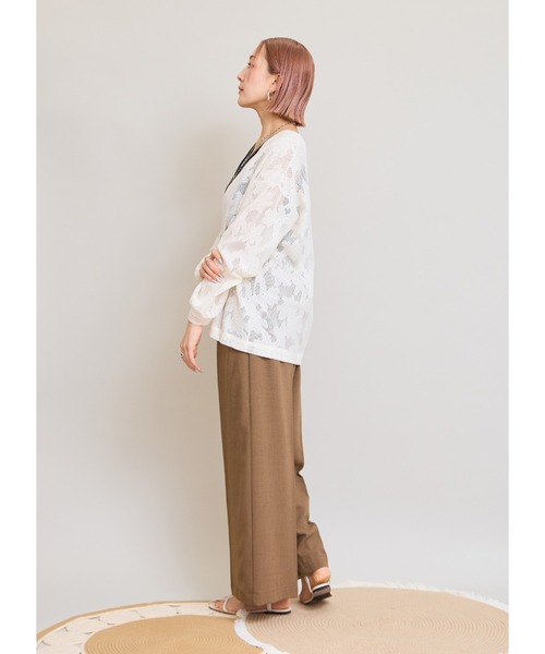 LHELBIE(レルビエ)の「メッシュレースカーディガン(Tシャツ/カットソー・レディース・ブラック/アイボリー・M)」の15枚目の写真