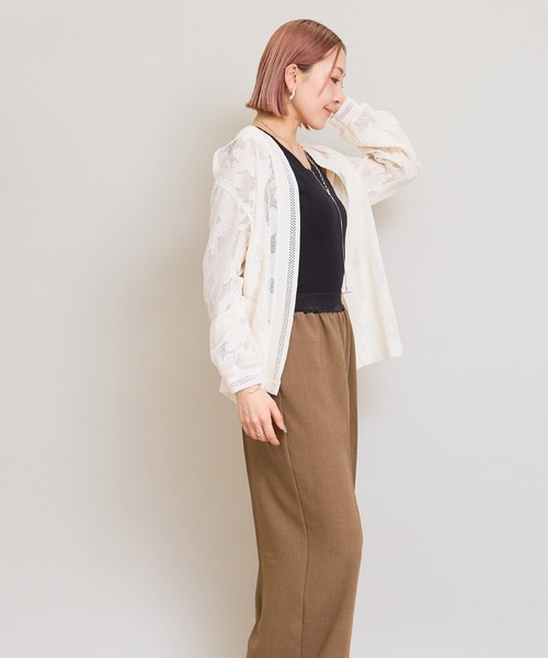 LHELBIE(レルビエ)の「メッシュレースカーディガン(Tシャツ/カットソー・レディース・ブラック/アイボリー・M)」の5枚目の写真