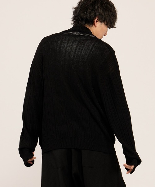 NO ID.(ノーアイディ)の「mcg3802- ショールカラーニットラップCD カーディガン(858010-450K)(カーディガン/ボレロ・メンズ・ブラック/グレー・ONE SIZE)」の7枚目の写真