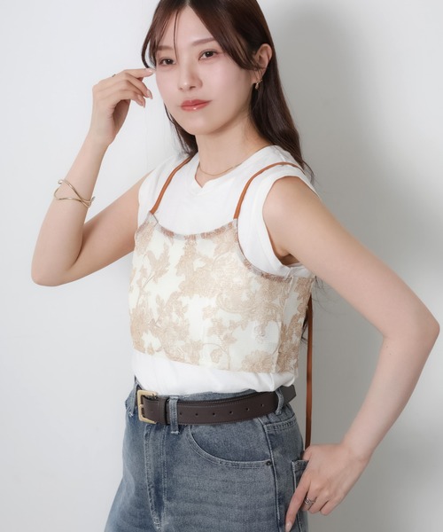 Riberry(リベリー)の「メッシュプリントビスチェ/キャミ(キャミソール・レディース・ブラック/ベージュ/ネイビー・MEDIUM)」の21枚目の写真