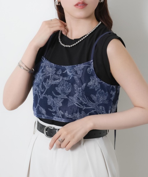 Riberry(リベリー)の「メッシュプリントビスチェ/キャミ(キャミソール・レディース・ブラック/ベージュ/ネイビー・MEDIUM)」の14枚目の写真