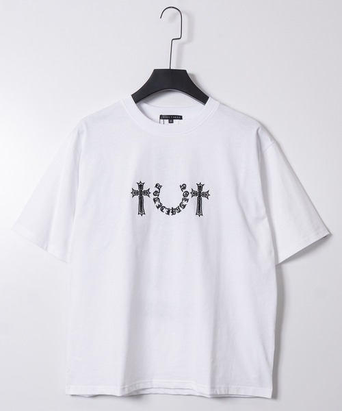 JOHN'S CLOSET（ジョンズクローゼット）の「【31】クロスロゴ サガラ刺繍 半袖Tシャツ（Tシャツ/カットソー・メンズ・ホワイト/ブラック・LARGE/MEDIUM）」の8枚目の写真