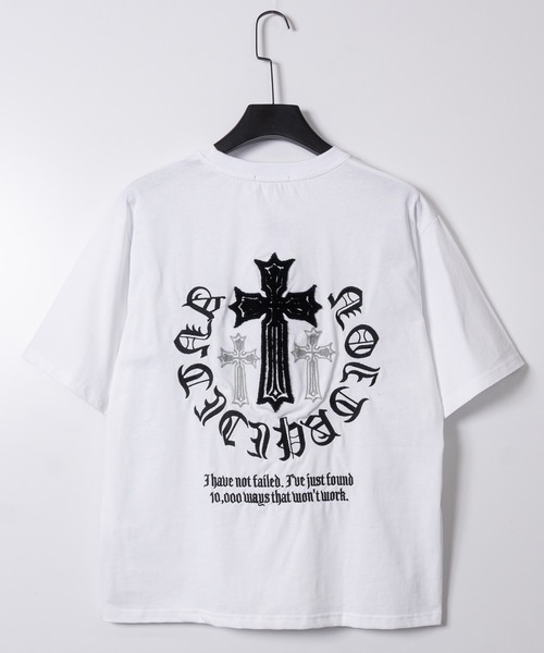 JOHN'S CLOSET（ジョンズクローゼット）の「【31】クロスロゴ サガラ刺繍 半袖Tシャツ（Tシャツ/カットソー・メンズ・ホワイト/ブラック・LARGE/MEDIUM）」の9枚目の写真