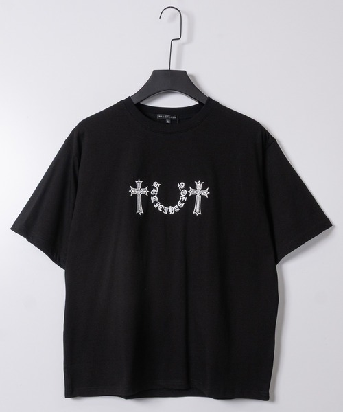 JOHN'S CLOSET（ジョンズクローゼット）の「【31】クロスロゴ サガラ刺繍 半袖Tシャツ（Tシャツ/カットソー・メンズ・ホワイト/ブラック・LARGE/MEDIUM）」の10枚目の写真