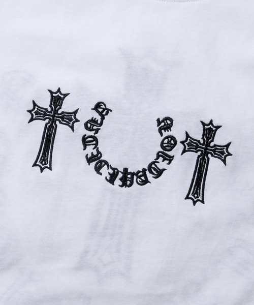 JOHN'S CLOSET（ジョンズクローゼット）の「【31】クロスロゴ サガラ刺繍 半袖Tシャツ（Tシャツ/カットソー・メンズ・ホワイト/ブラック・LARGE/MEDIUM）」の4枚目の写真