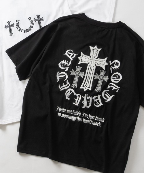 JOHN'S CLOSET（ジョンズクローゼット）の「【31】クロスロゴ サガラ刺繍 半袖Tシャツ（Tシャツ/カットソー・メンズ・ホワイト/ブラック・LARGE/MEDIUM）」の13枚目の写真