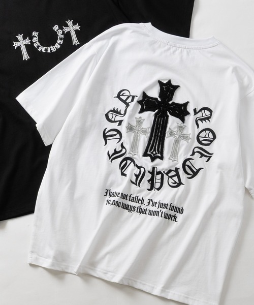 JOHN'S CLOSET（ジョンズクローゼット）の「【31】クロスロゴ サガラ刺繍 半袖Tシャツ（Tシャツ/カットソー・メンズ・ホワイト/ブラック・LARGE/MEDIUM）」の12枚目の写真
